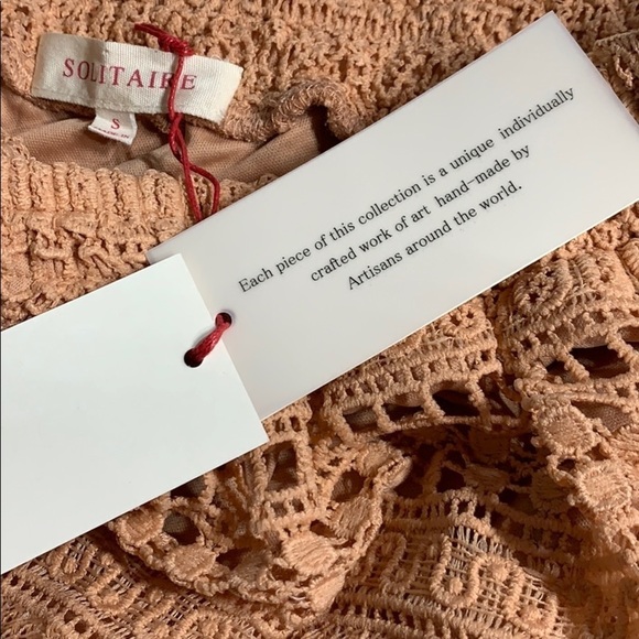 Anthro Solitaire Peach Lace Victorian modern Crocheted boho skirt ruffle hem new - Picture 6 of 10